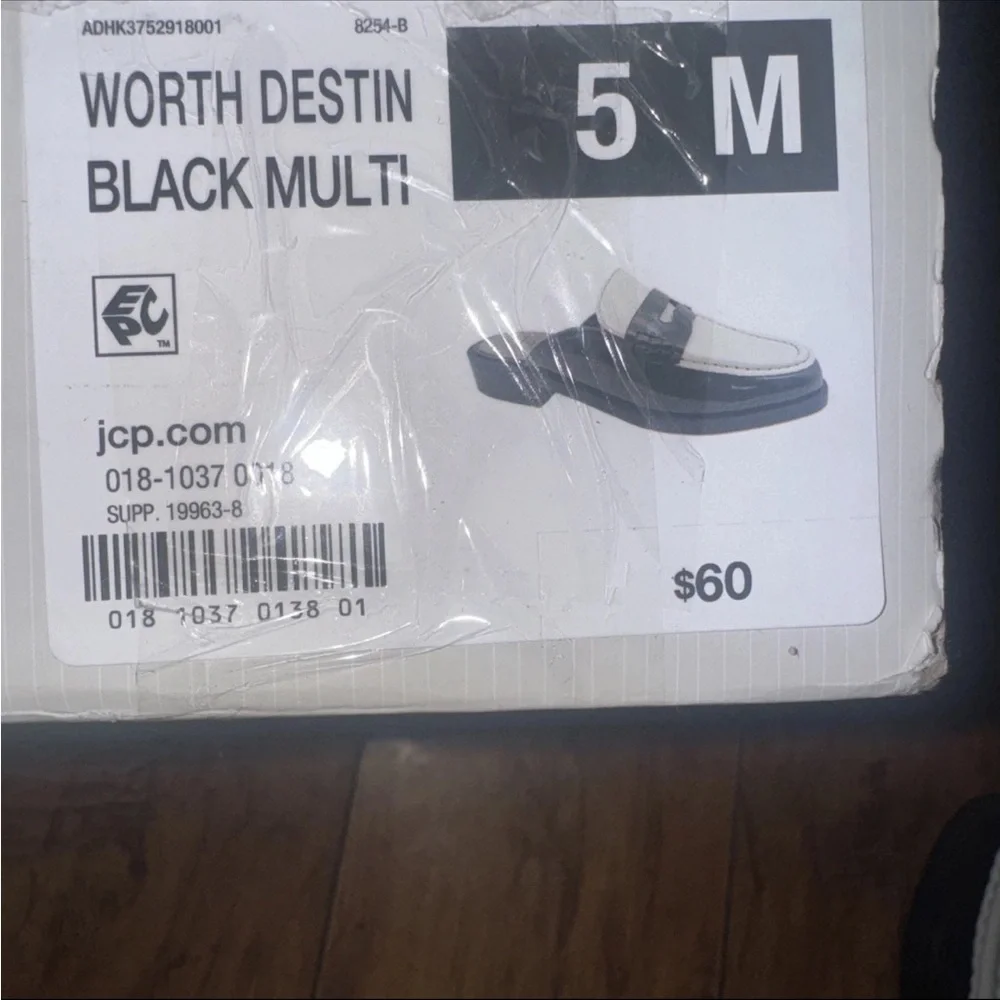 Women Worthington Destin Size 5M Mules/ Slip On Penny Loafers Black & White - Picture 9 of 13